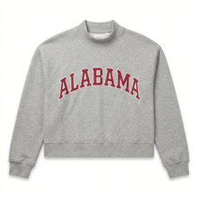 Load image into Gallery viewer, Alabama Varsity Mockneck Embroidered Crewneck Sweatshirt - Heather Grey - Alabama VTG