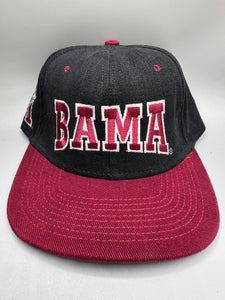 Vintage Bama Spellout Black Fitted Hat Sz 7