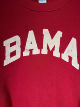 Load image into Gallery viewer, 1980s Bama X Russell Spellout Crimson Crewneck Sweatshirt Small - Alabama VTG

