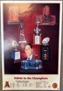 1993 National Champs X Gene Stallings Poster Print (27”X18”) - Alabama VTG