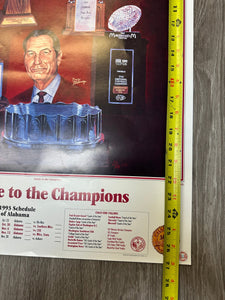 1993 National Champs X Gene Stallings Poster Print (27”X18”) - Alabama VTG