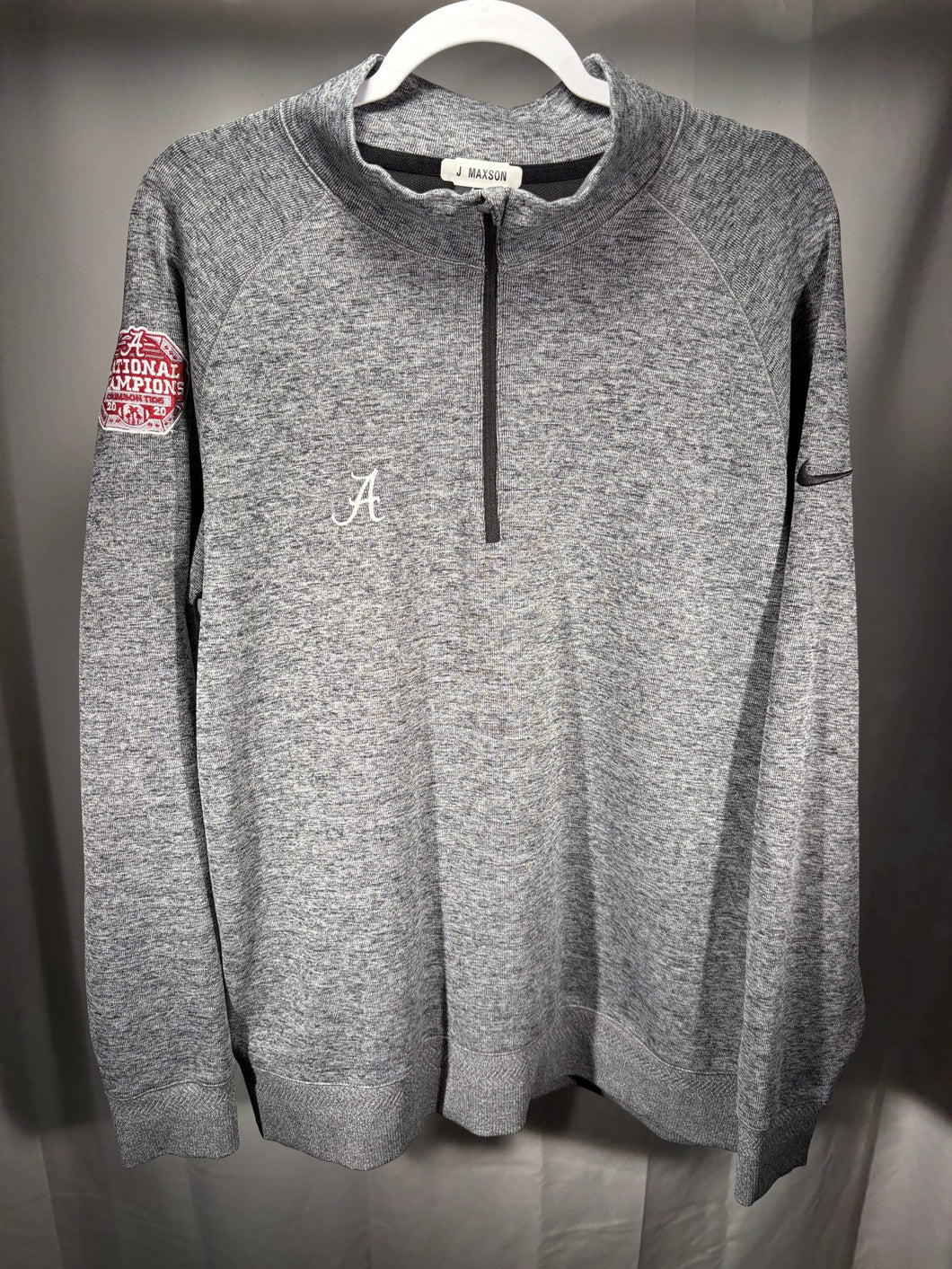 2020 National Champs Nike X Team Issued Grey Half Zip Large - Alabama VTG