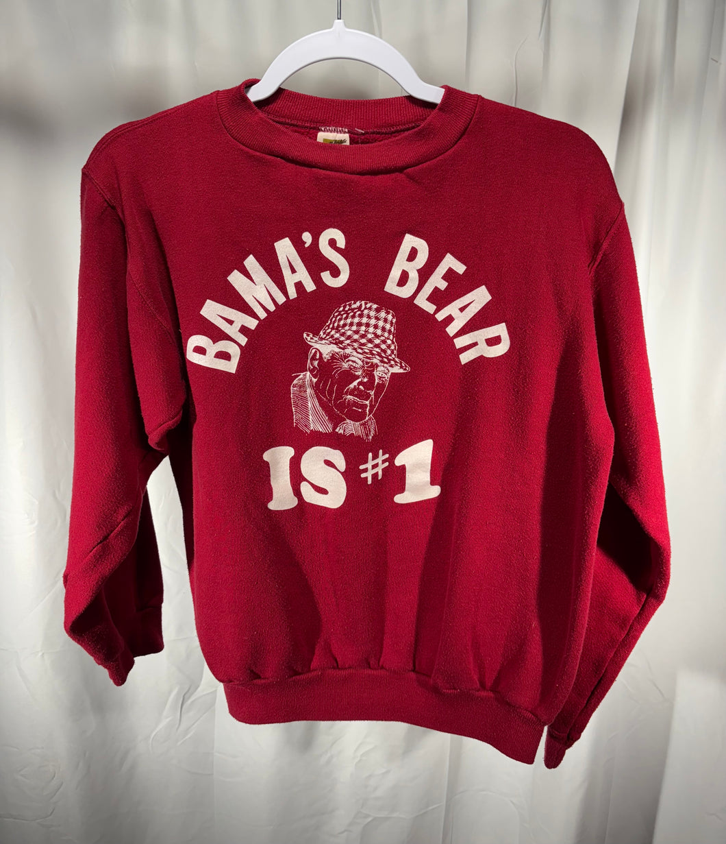 1970s Bama's Bear is #1 Crewneck Sweatshirt Small