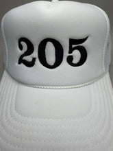 Load image into Gallery viewer, 205 White Trucker Snapback Cap
