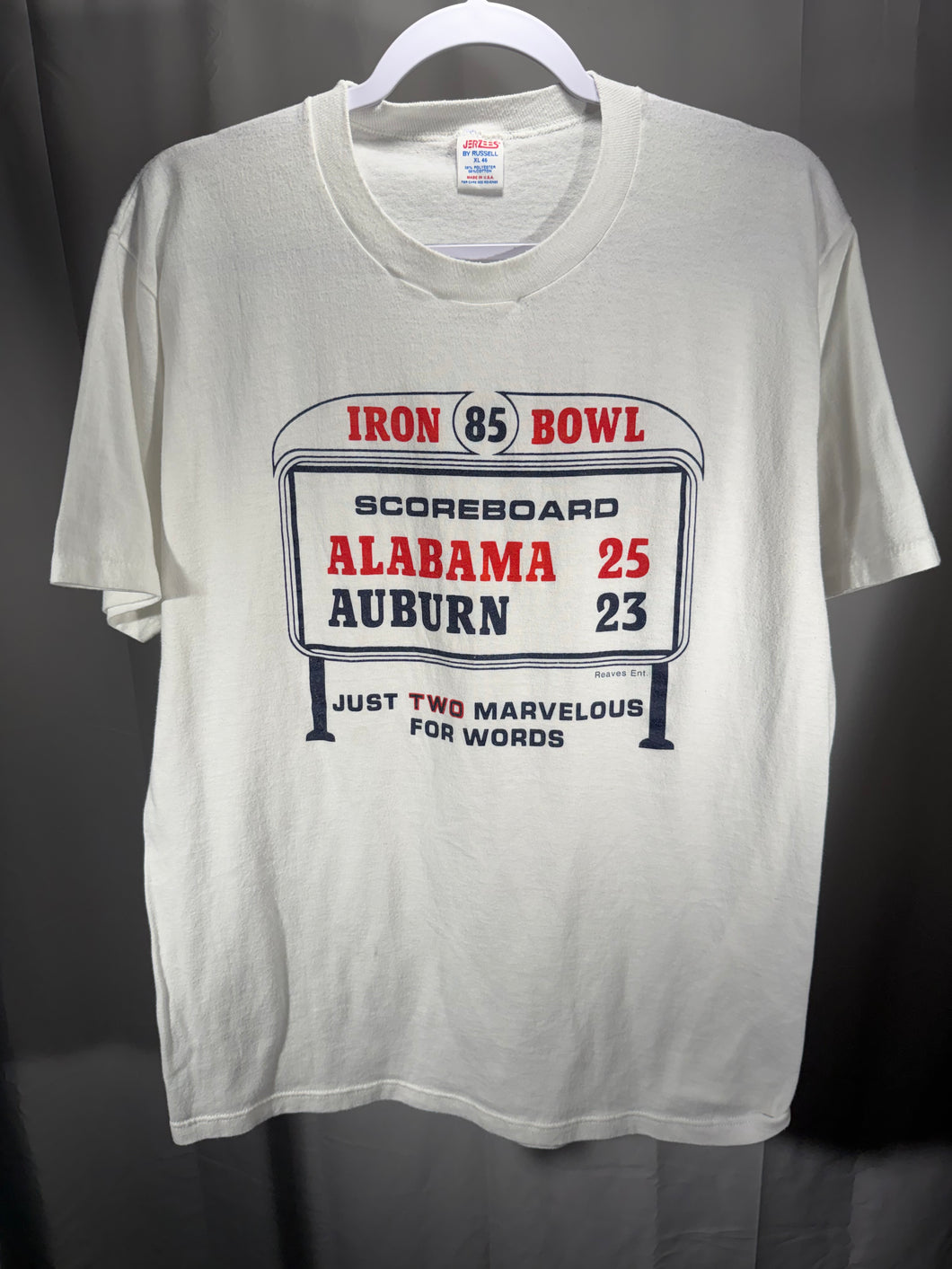 1985 Iron Bowl White Game Day T-Shirt Medium