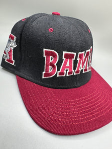 Vintage Bama Spellout Black Fitted Hat Sz 7