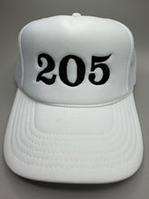 Load image into Gallery viewer, 205 White Trucker Snapback Cap
