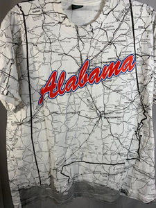 Vintage State of Alabama Map T-Shirt Large
