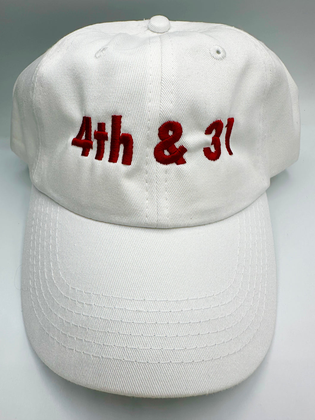 4th & 31 White Game Day Unstructured Custom Cap Hat