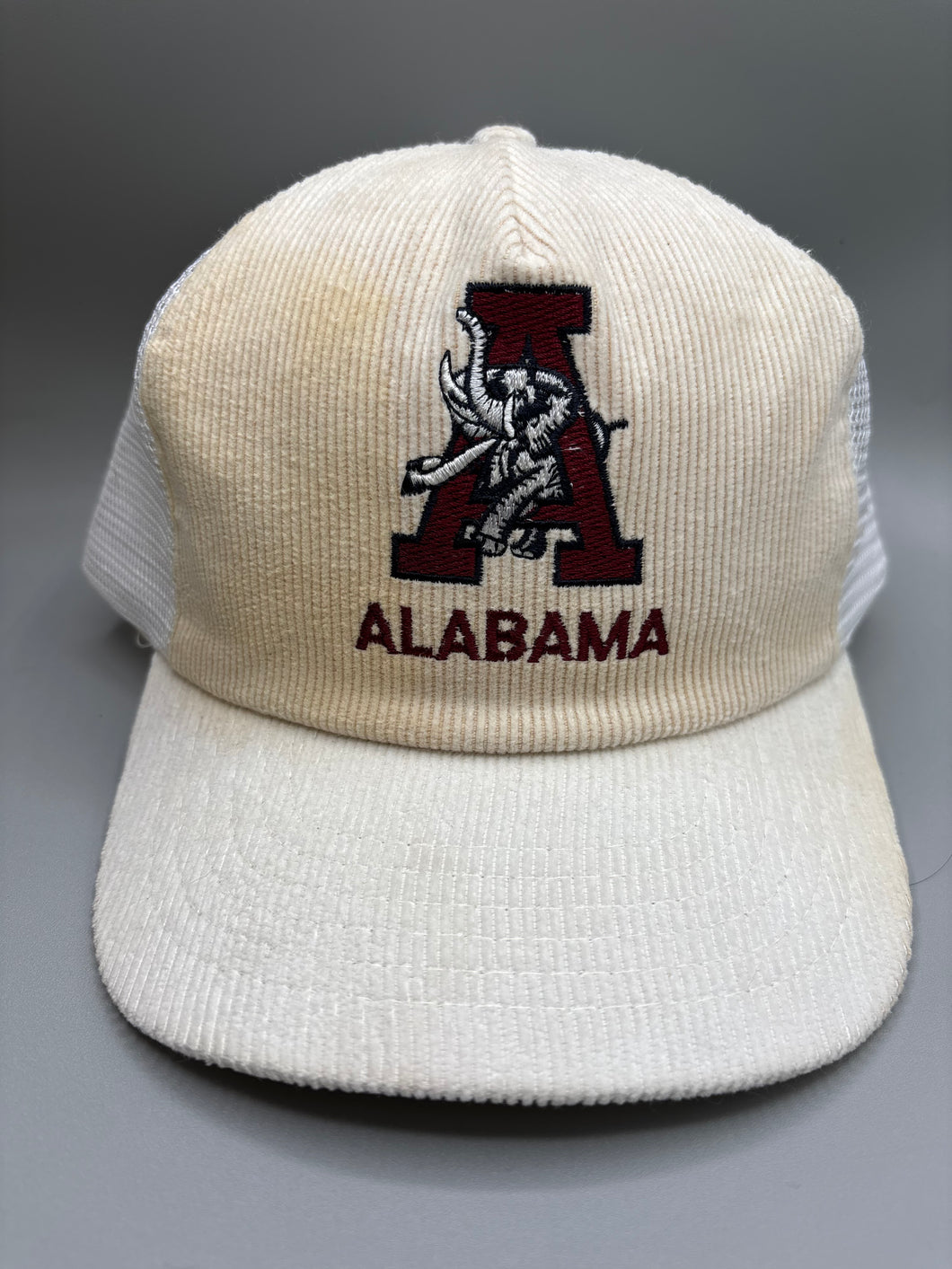 Vintage Alabama Corduroy Creme White Snapback Hat