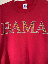 Load image into Gallery viewer, Vintage Alabama X Russell Crimson Spellout Plaid Crewneck Sweatshirt XS
