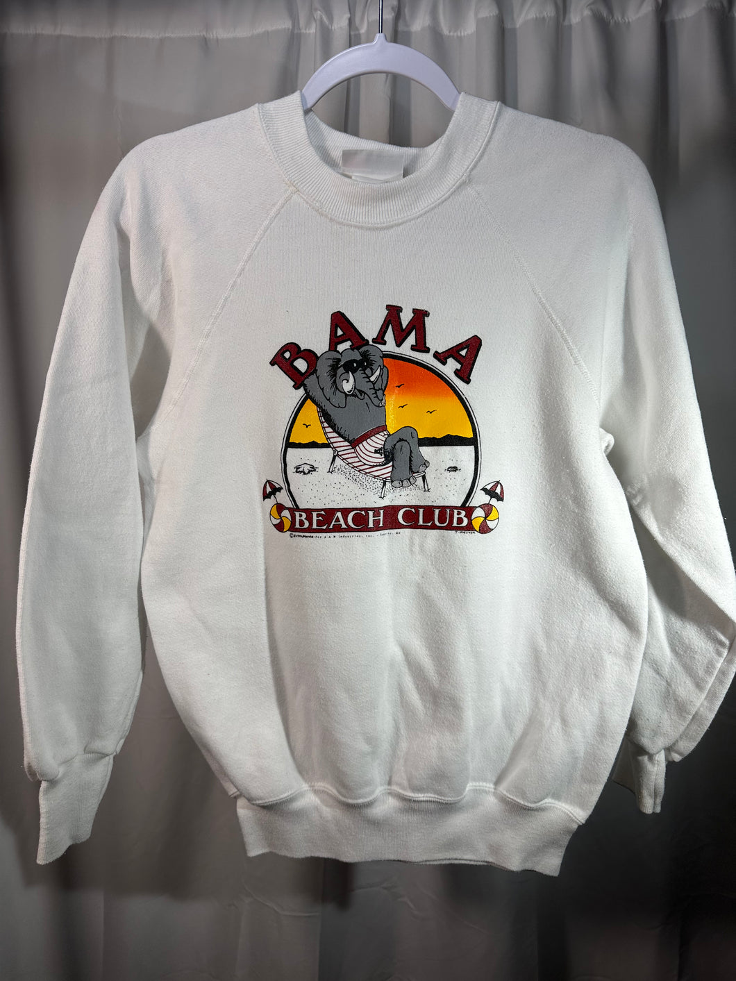 1980's Alabama Beach Club White Sweatshirt Small