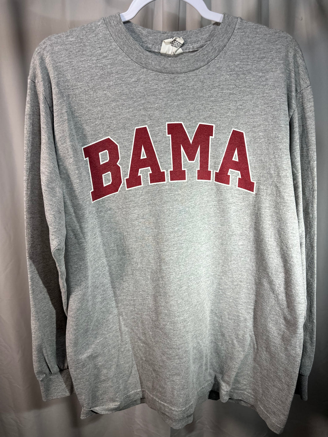 Grey Bama Spellout Long Sleeve Shirt Large