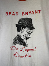 Load image into Gallery viewer, 1980s Bear Bryant "The Legend Lives On" White Ringer Shirt Small
