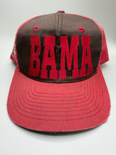 Load image into Gallery viewer, Vintage Alabama Crimson/Black Distressed Two Tone Snapback Hat
