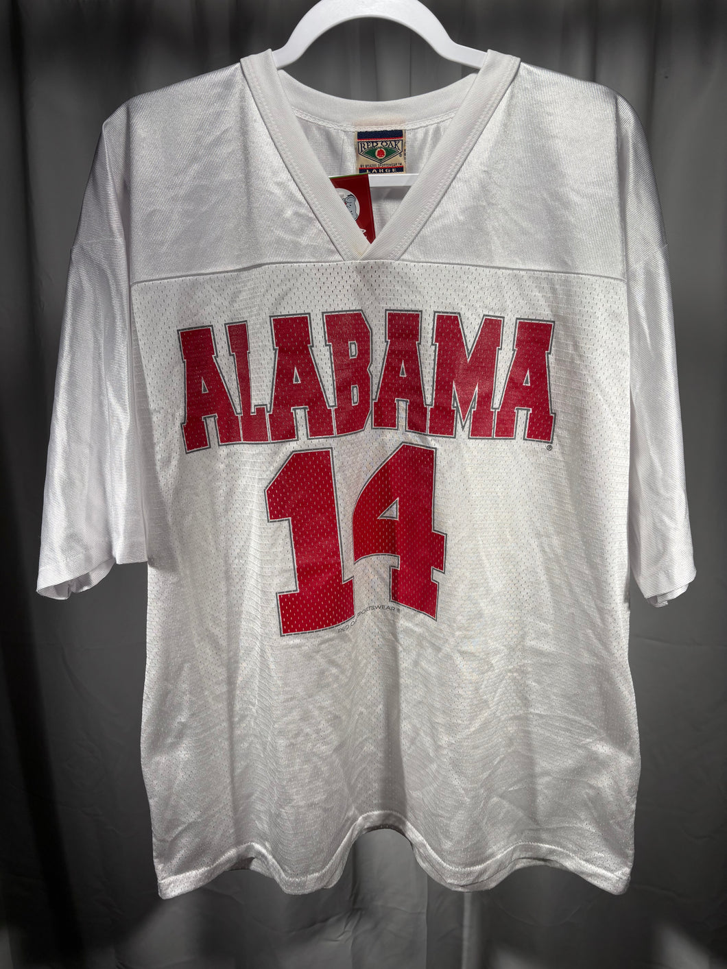 Vintage Alabama X Red Oak #14 White Football Jersey Large