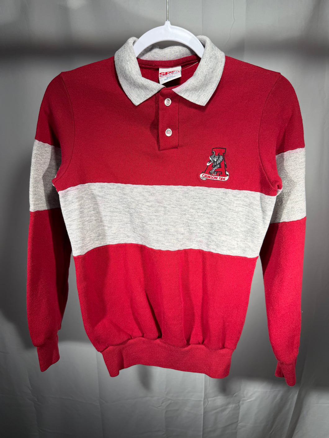 Vintage Alabama Striped Collared Sweatshirt Youth Large