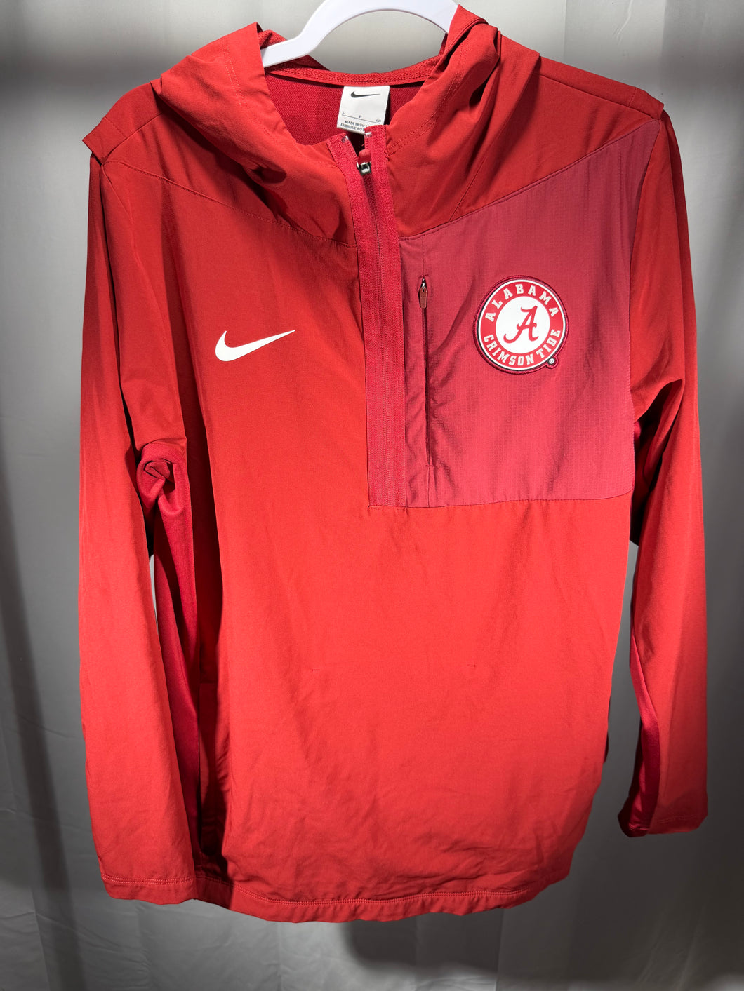 Alabama X Nike Team Issued Crimson Half Zip with Hood Small