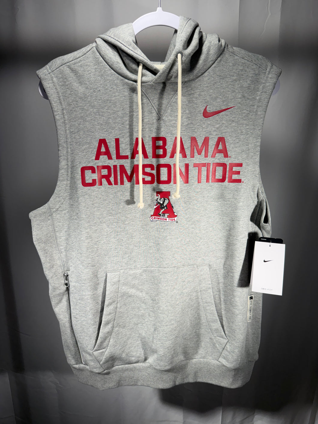 Alabama X Nike Team Issued Grey Sleeveless Hoodie Small
