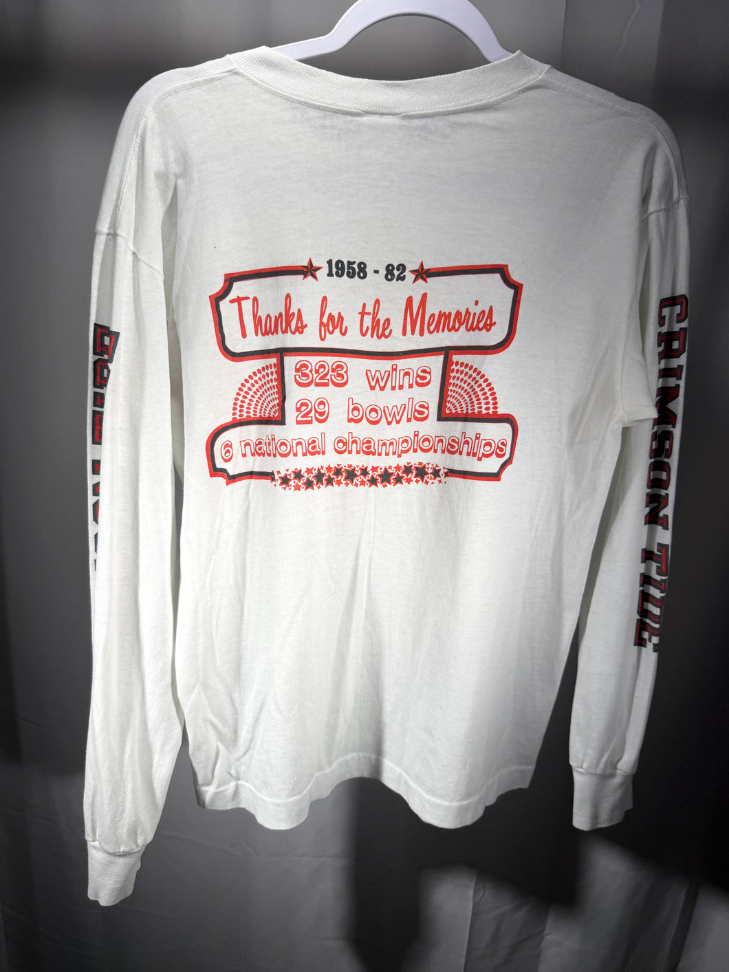 1982 Bear Bryant White Long Sleeve Shirt Small
