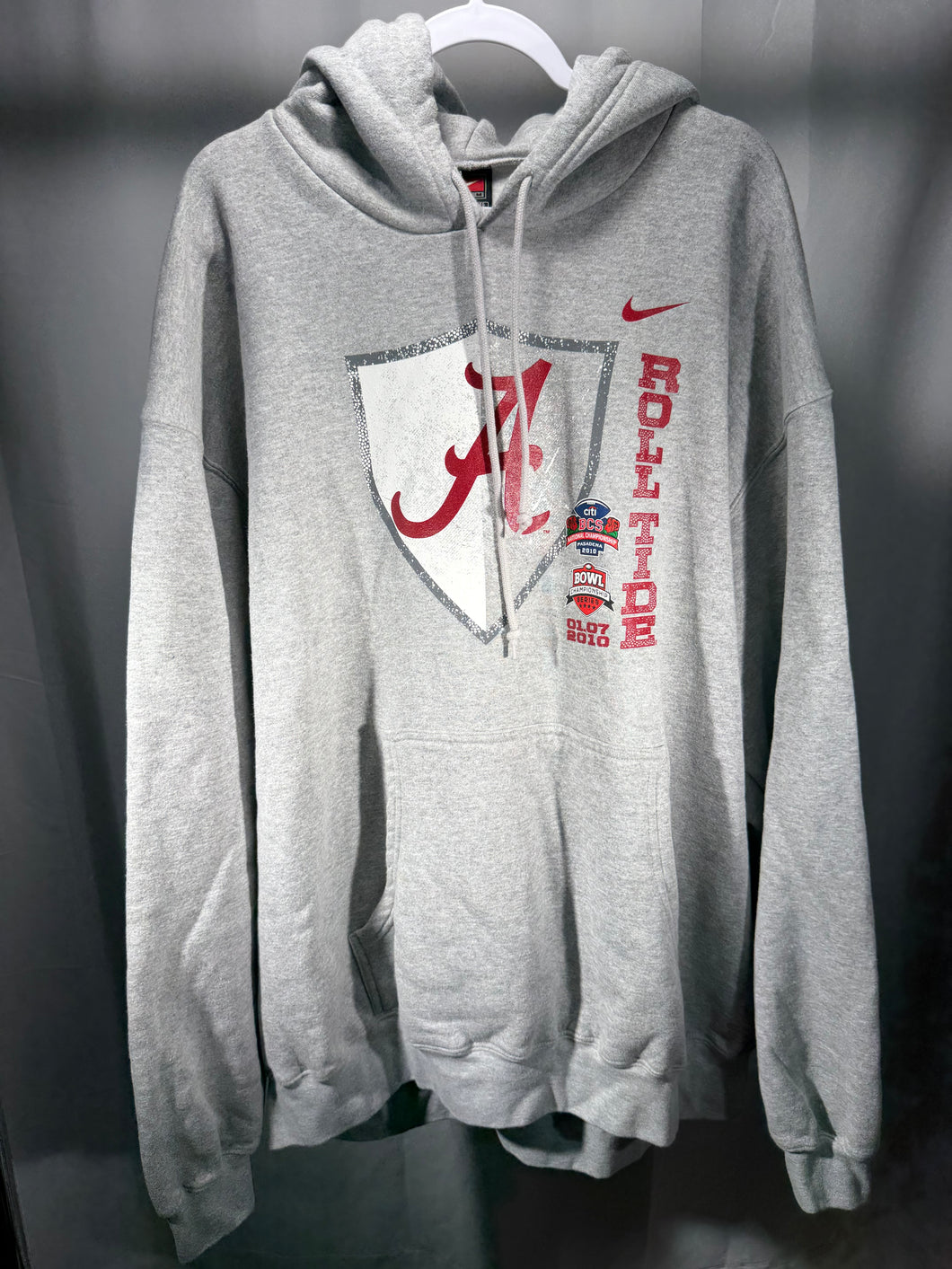 2009 National Champs Nike X Alabama Team Issued Grey Hoodie 4XL