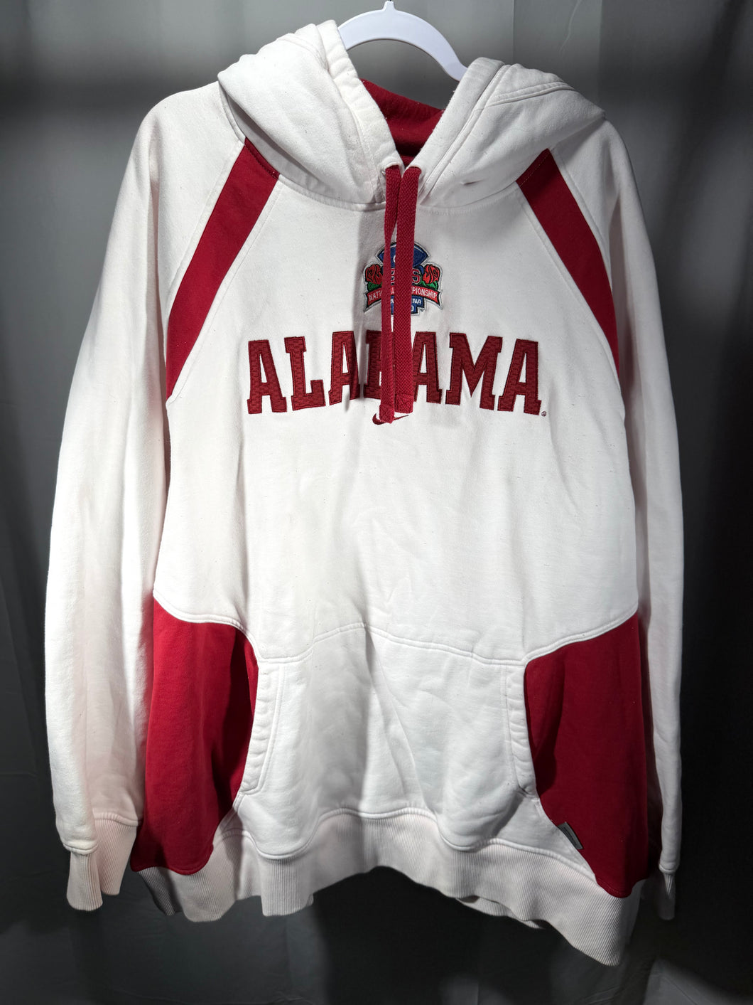 2009 National Championship Team Issued White/Crimson Hoodie Sweatshirt 4XL