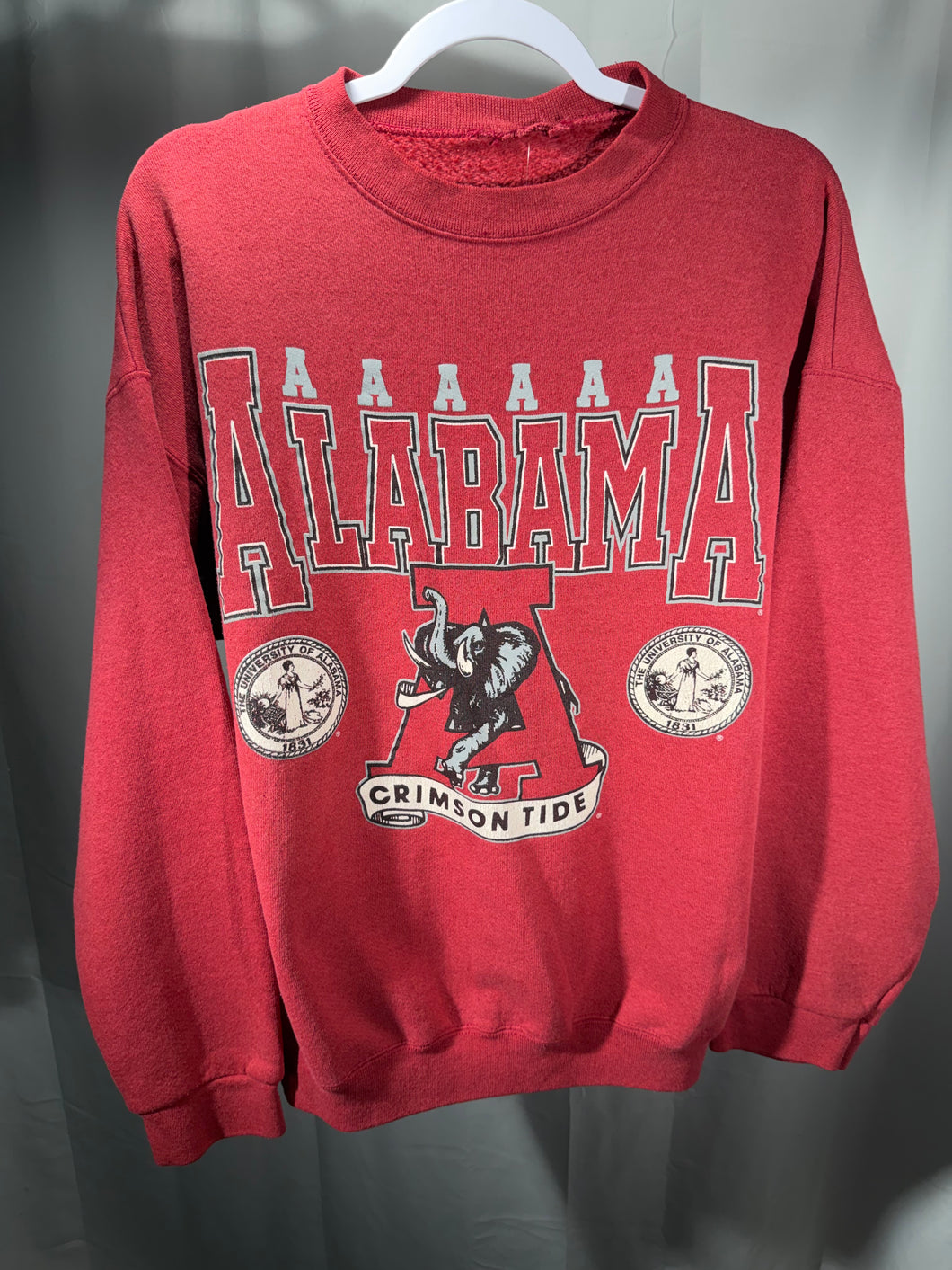 Vintage Alabama Crest Crimson Crewneck Sweatshirt large