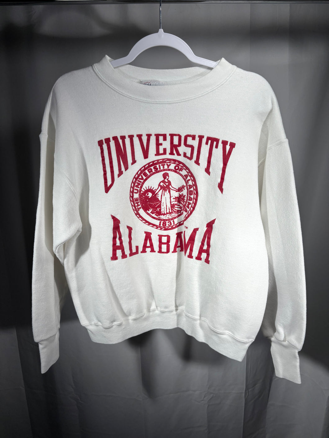 Vintage University of Alabama Crest White Crewneck Sweatshirt Small