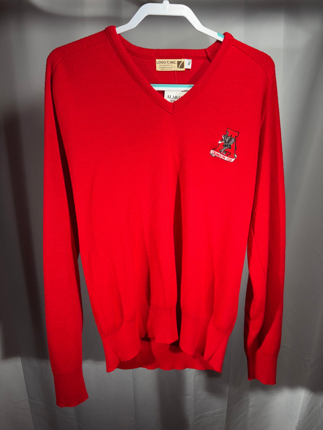 Vintage 1970's Alabama X Logo 7 V Neck Sweater Medium