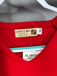 Vintage 1970's Alabama X Logo 7 V Neck Sweater Medium