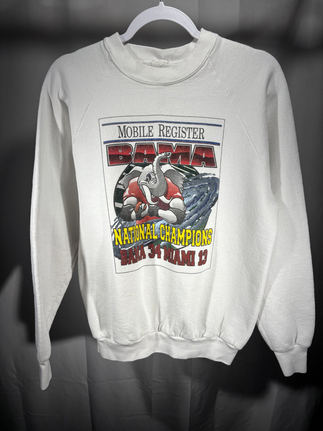 1992 National Champs White Crewneck Sweatshirt Small