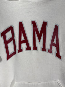 Vintage Bama X Russell Spellout White Hoodie Sweatshirt Small