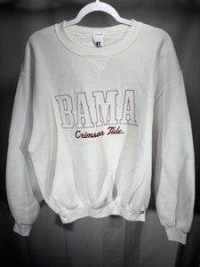 Vintage Bama X Russell White Embroidered Crewneck Sweatshirt Medium