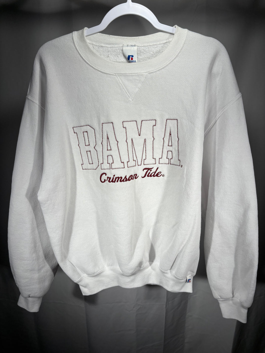 Vintage Bama X Russell White Embroidered Crewneck Sweatshirt Medium