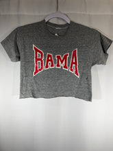 Load image into Gallery viewer, 1970's Bama X Russell Spellout Grey Cropped T-Shirt Youth Medium
