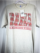 Load image into Gallery viewer, Vintage Bama X Russell Plaid Grey Spellout T-Shirt Large
