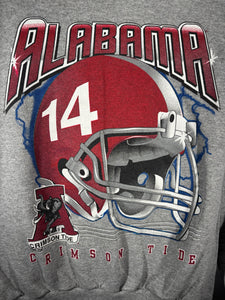Vintage Alabama Helmet Lightning Graphic Grey Crewneck Sweatshirt Large