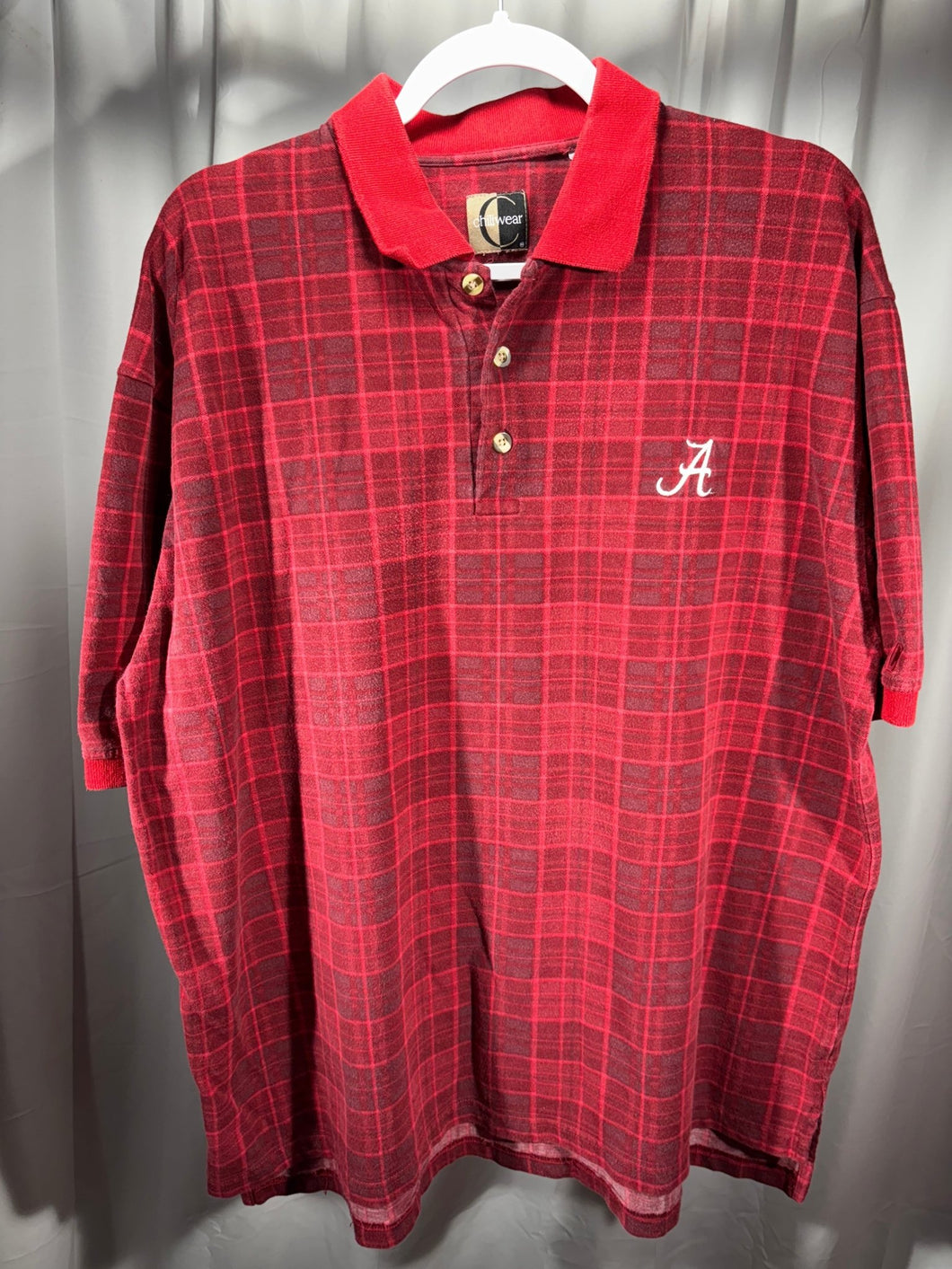 Alabama Plaid Y2K Polo Shirt XL - Alabama VTG