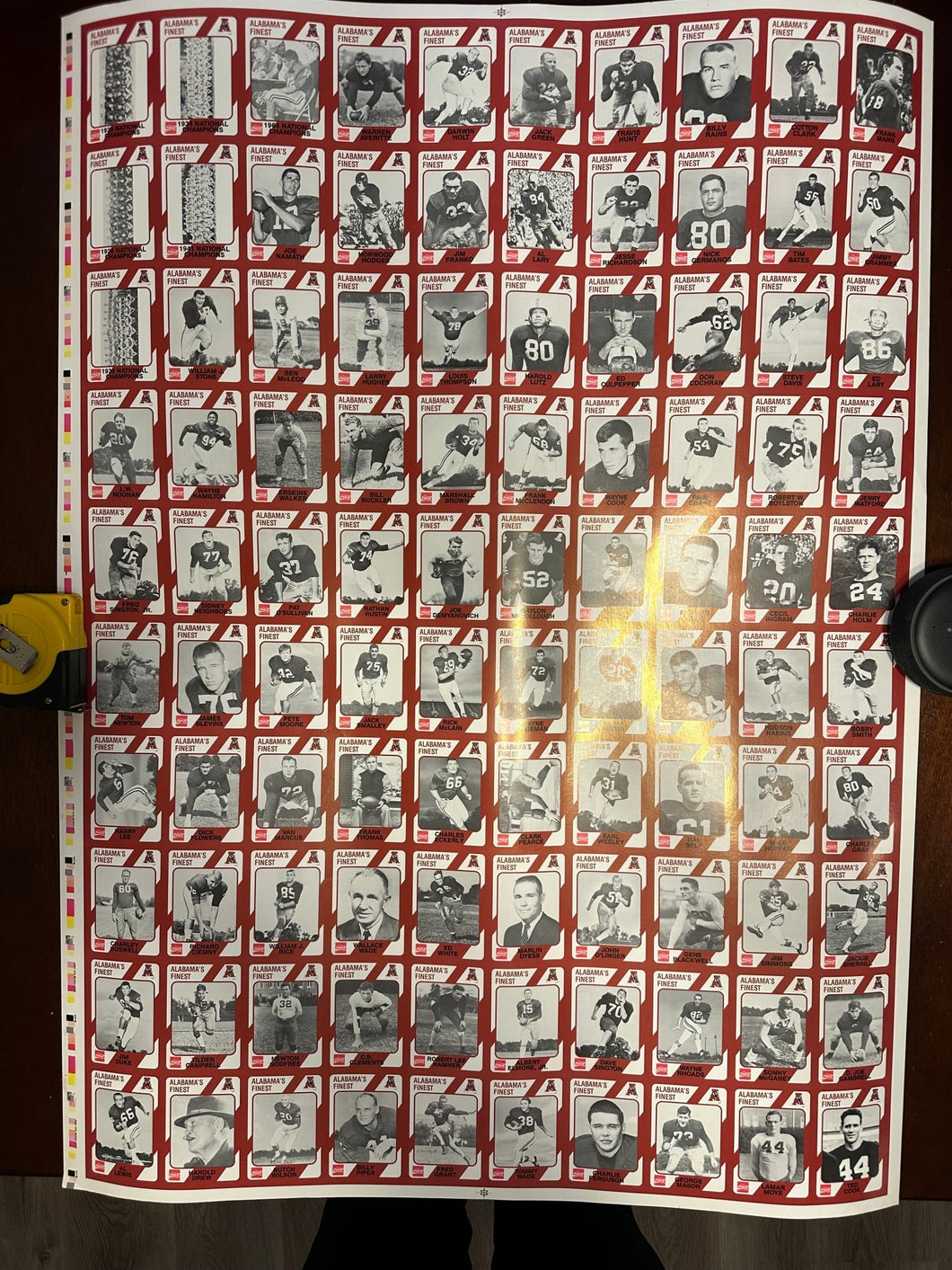 “Alabama’s Finest” Football Legends Rare Uncut Trading Cards - Alabama VTG