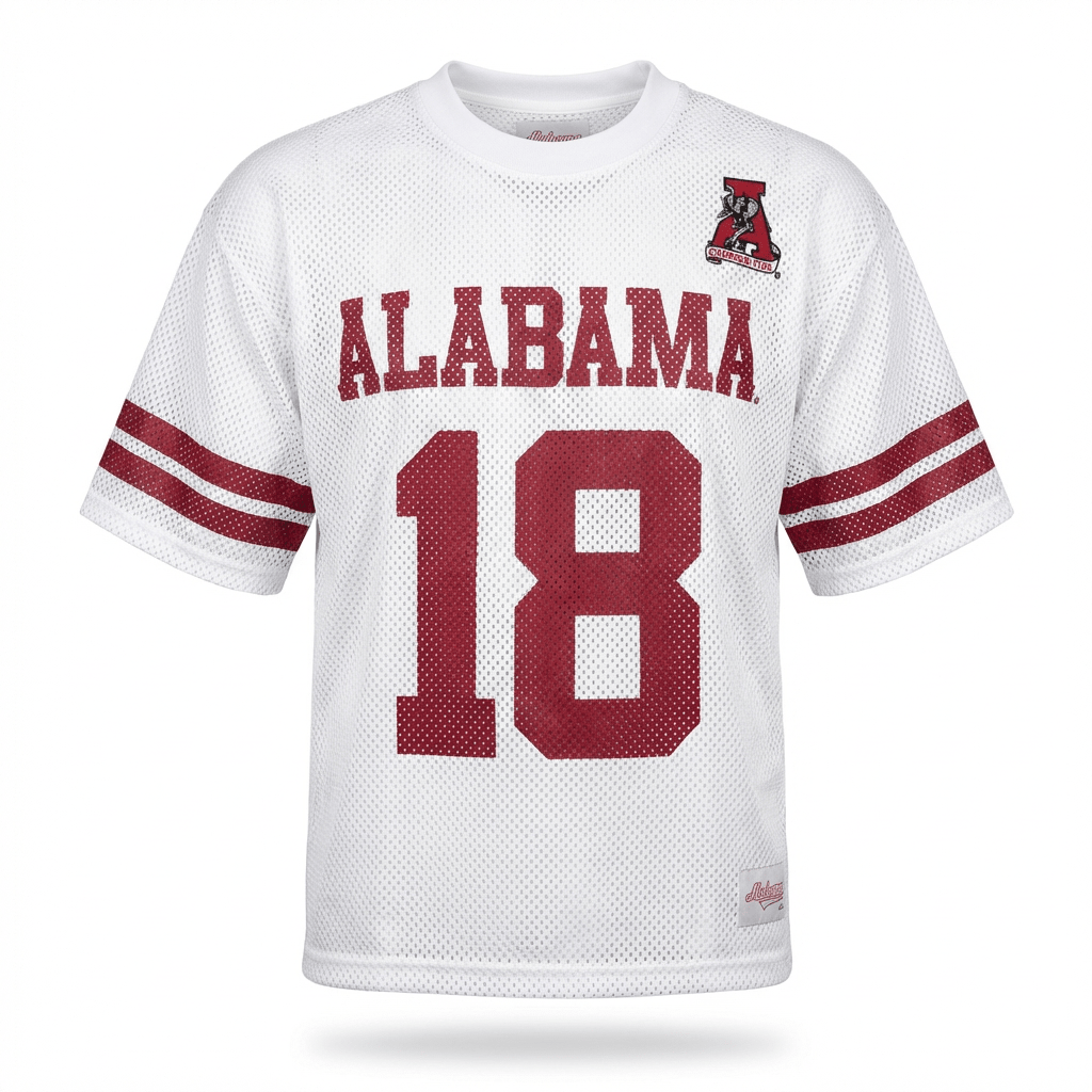 Cropped White Mesh Football Jersey (Boxy Oversized Fit) – Alabama VTG