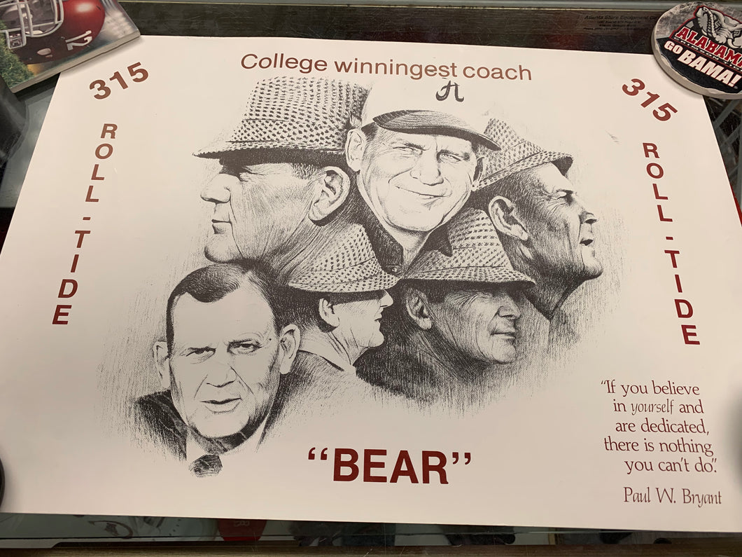 Vintage Bear Bryant Collectible Print