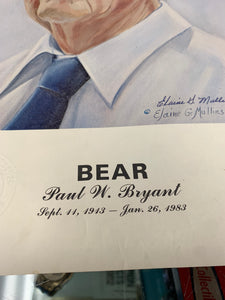 1983 Bear Bryant Collectible Print