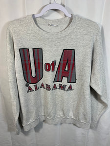 Vintage University of Alabama Grey Plaid Sweatshirt Medium