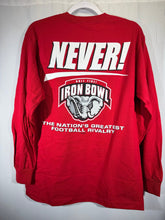 Load image into Gallery viewer, Iron Bowl "Can't We All Just Get Along?" Long Sleeve Crimson Shirt Medium - Alabama VTG
