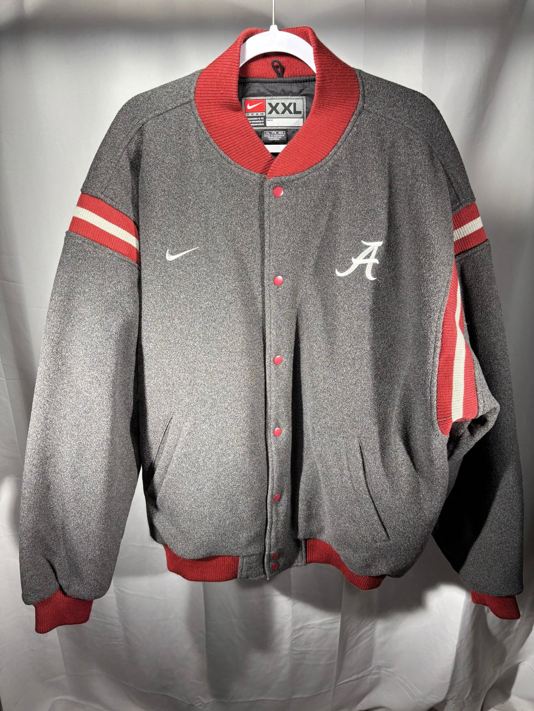 Nike Alabama Team Issued Grey Heavy Button Up Jacket XXL 2XL - Alabama VTG