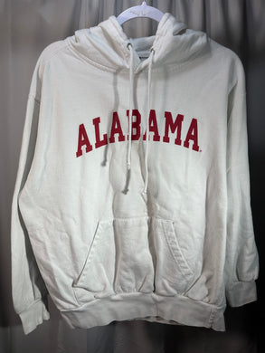 Vintage Alabama Spellout White Hoodie Sweatshirt Large - Alabama VTG