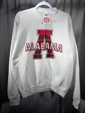 Vintage Alabama White Plaid A Crewneck Sweatshirt Large - Alabama VTG