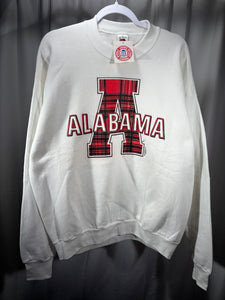 Vintage Alabama White Plaid A Crewneck Sweatshirt Large - Alabama VTG