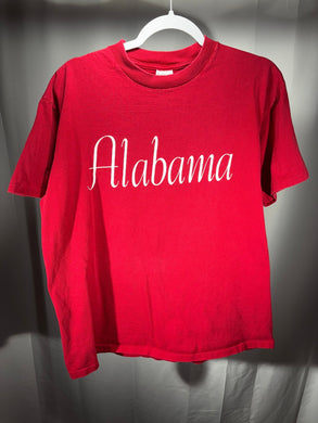 Vintage Alabama X Delta Spellout Crimson T-Shirt Large - Alabama VTG