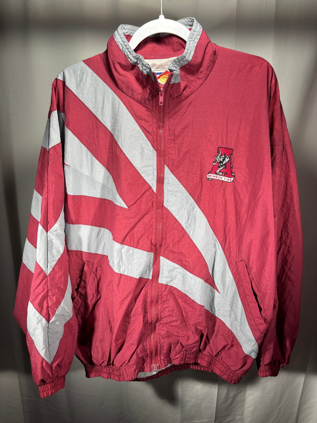 Vintage Alabama X Grip Athletic Striped Windbreaker Jacket Large - Alabama VTG